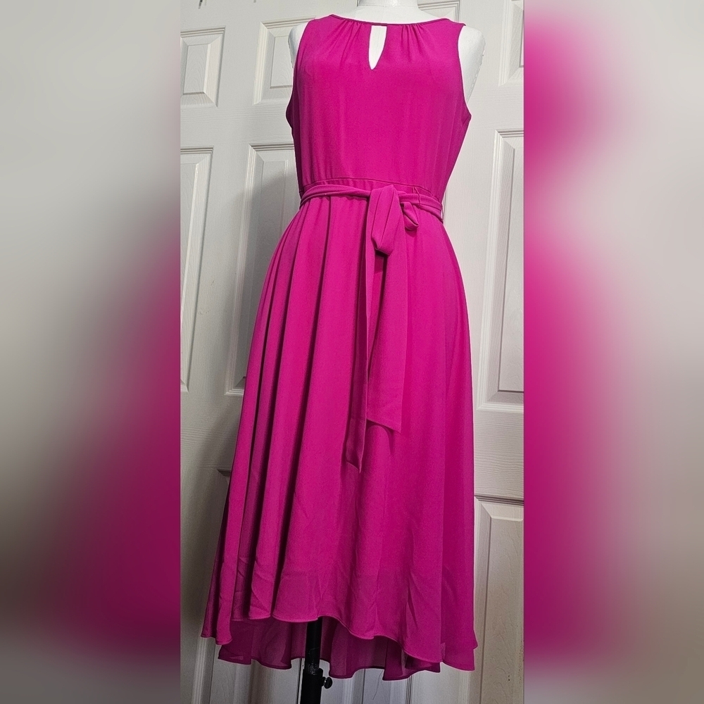 Jessica Howard Pink Sleeveless Tie-Waist Wrap Barbiecore Party Dress Sz 6P - Picture 4 of 7